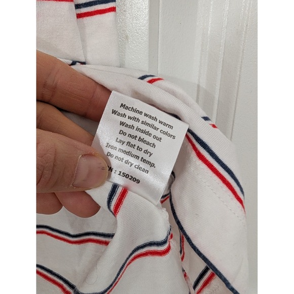 LA‎ LIGNE Striped T-Shirt Womens XS White Red Blue Cotton Modal Peru patriotic - Picture 6 of 7